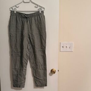 H&M Olive Green Drawstring Linen-Blend Joggers